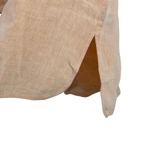 Lafayette 148 NY Creamsicle Linen Short Sleeve Button Shirt Womens Medium - Picture 3 of 6